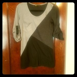 Light weight, gray-scale color block sweater